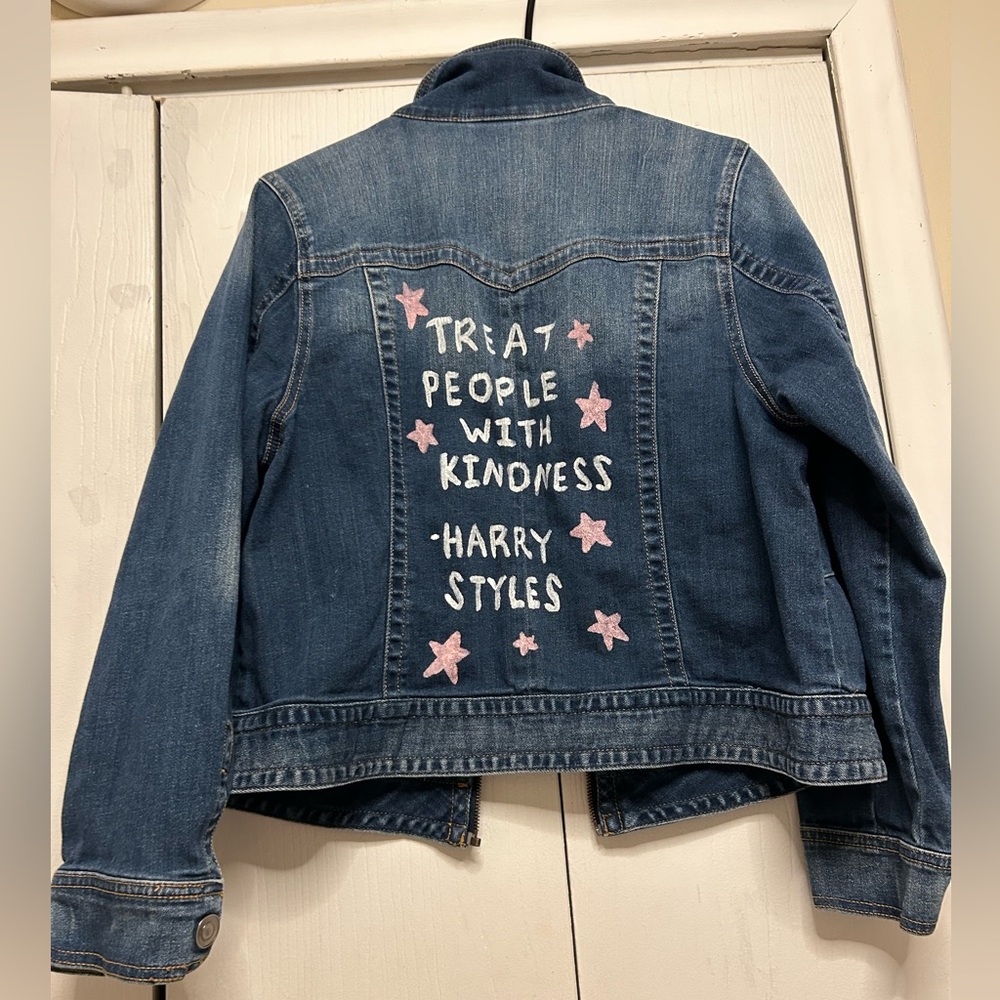 Harry Styles Denim Jacket with Pink Stars